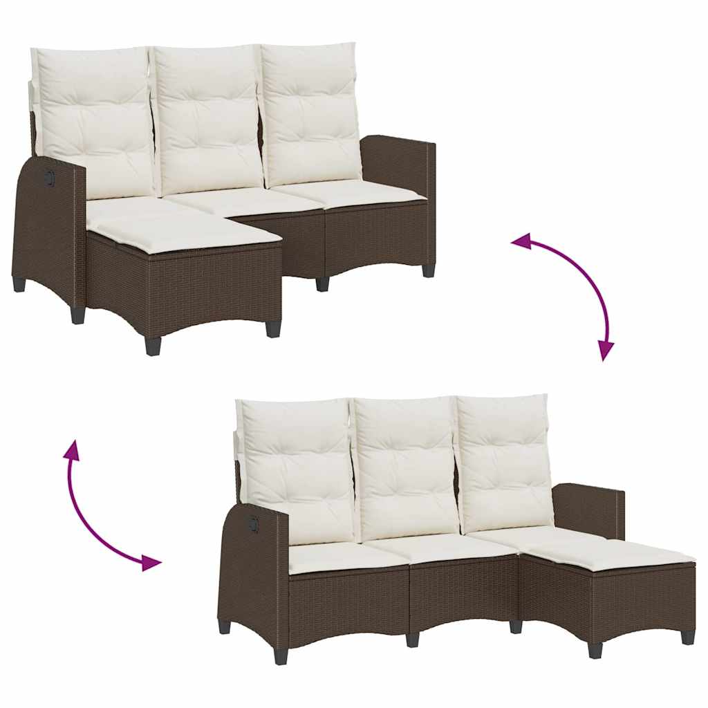 Verstelbare tuinbank met kussens L-vormig poly rattan bruin is nu te koop bij PeponiXL, paradijselijk wonen!