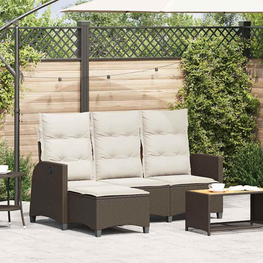 Verstelbare tuinbank met kussens L-vormig poly rattan bruin is nu te koop bij PeponiXL, paradijselijk wonen!