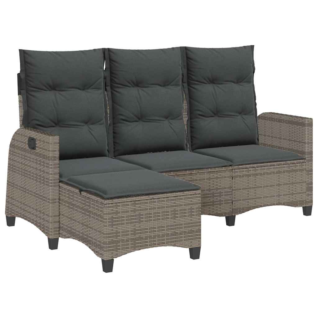 Verstelbare tuinbank met kussens L-vormig poly rattan grijs is nu te koop bij PeponiXL, paradijselijk wonen!