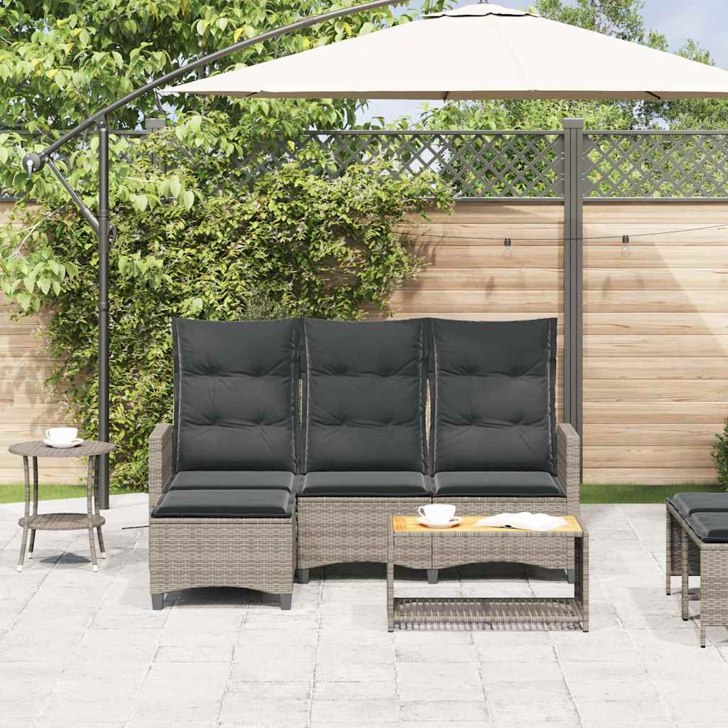 Verstelbare tuinbank met kussens L-vormig poly rattan grijs is nu te koop bij PeponiXL, paradijselijk wonen!