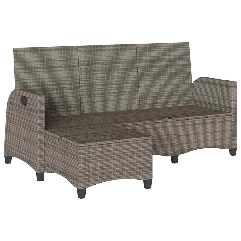 Verstelbare tuinbank met kussens L-vormig poly rattan grijs is nu te koop bij PeponiXL, paradijselijk wonen!