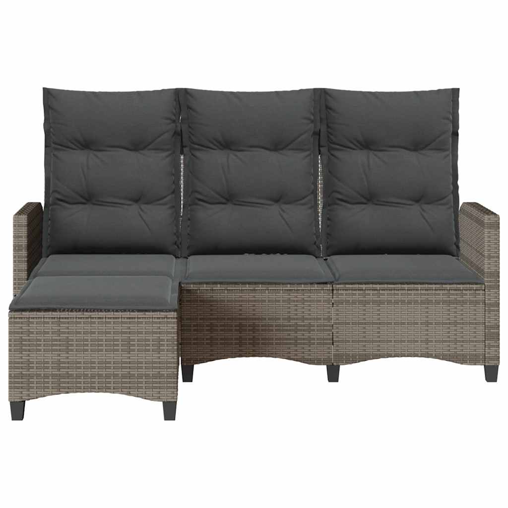 Verstelbare tuinbank met kussens L-vormig poly rattan grijs is nu te koop bij PeponiXL, paradijselijk wonen!