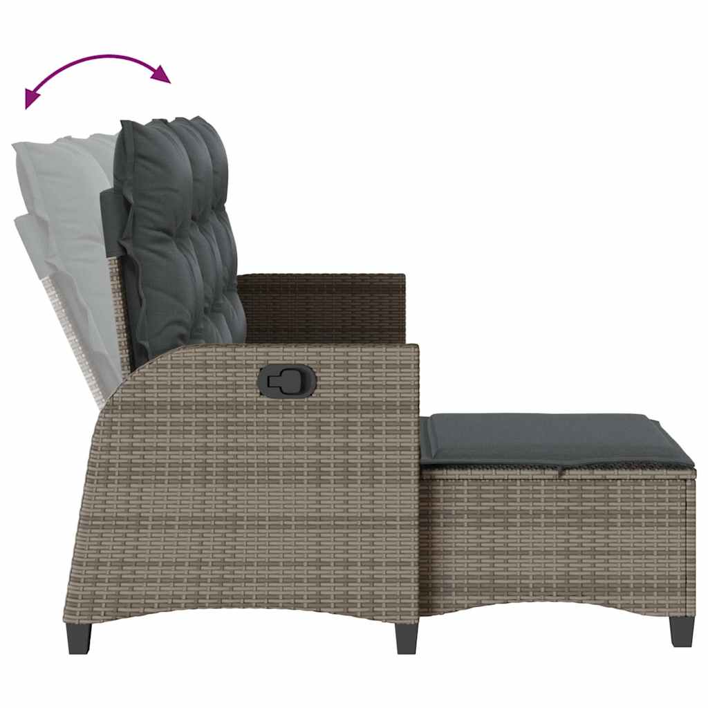Verstelbare tuinbank met kussens L-vormig poly rattan grijs is nu te koop bij PeponiXL, paradijselijk wonen!