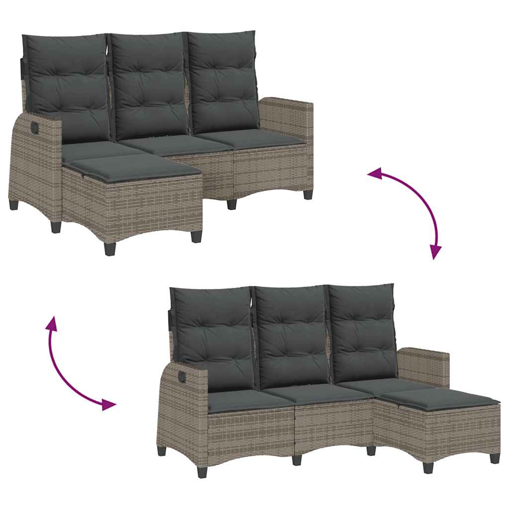Verstelbare tuinbank met kussens L-vormig poly rattan grijs is nu te koop bij PeponiXL, paradijselijk wonen!