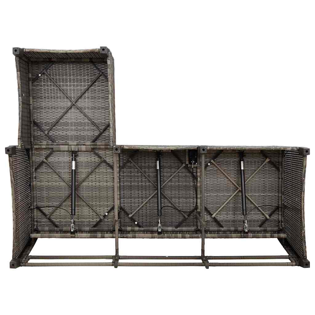 Verstelbare tuinbank met kussens L-vormig poly rattan grijs is nu te koop bij PeponiXL, paradijselijk wonen!
