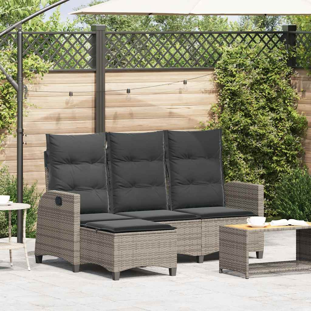 Verstelbare tuinbank met kussens L-vormig poly rattan grijs is nu te koop bij PeponiXL, paradijselijk wonen!