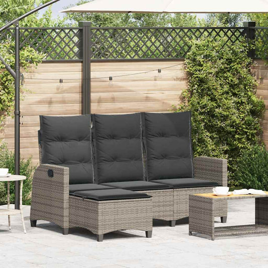 Verstelbare tuinbank met kussens L-vormig poly rattan grijs is nu te koop bij PeponiXL, paradijselijk wonen!