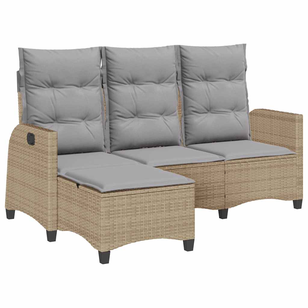 Verstelbare tuinbank met kussens L-vormig beige poly rattan is nu te koop bij PeponiXL, paradijselijk wonen!