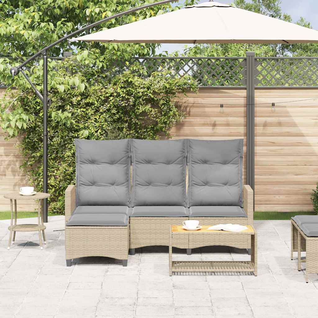 Verstelbare tuinbank met kussens L-vormig beige poly rattan is nu te koop bij PeponiXL, paradijselijk wonen!