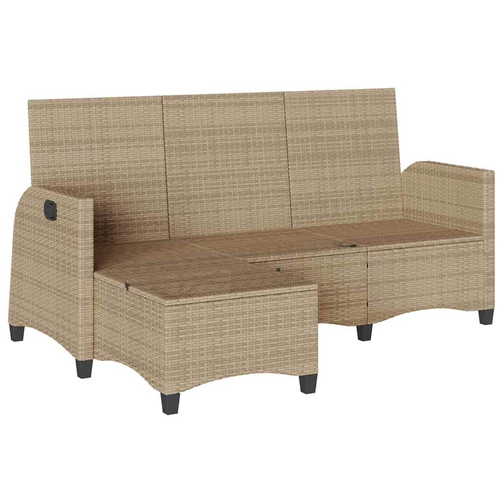 Verstelbare tuinbank met kussens L-vormig beige poly rattan is nu te koop bij PeponiXL, paradijselijk wonen!