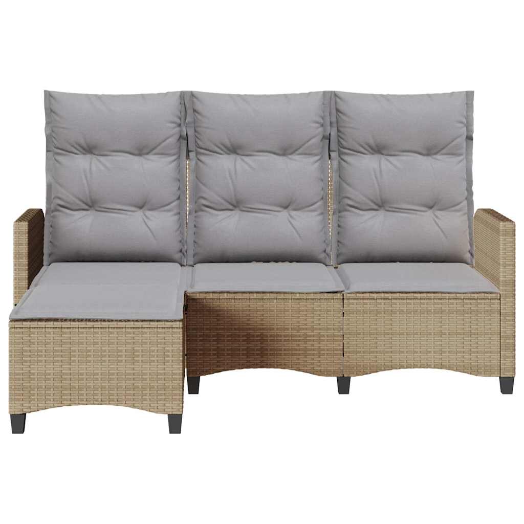 Verstelbare tuinbank met kussens L-vormig beige poly rattan is nu te koop bij PeponiXL, paradijselijk wonen!