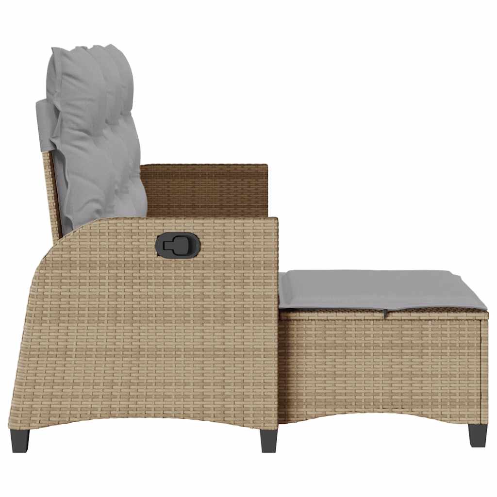 Verstelbare tuinbank met kussens L-vormig beige poly rattan is nu te koop bij PeponiXL, paradijselijk wonen!