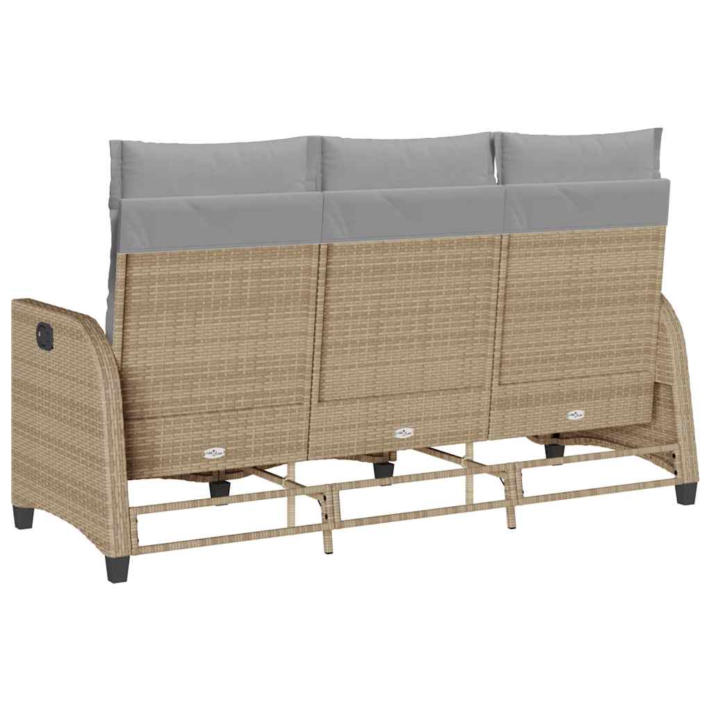 Verstelbare tuinbank met kussens L-vormig beige poly rattan is nu te koop bij PeponiXL, paradijselijk wonen!