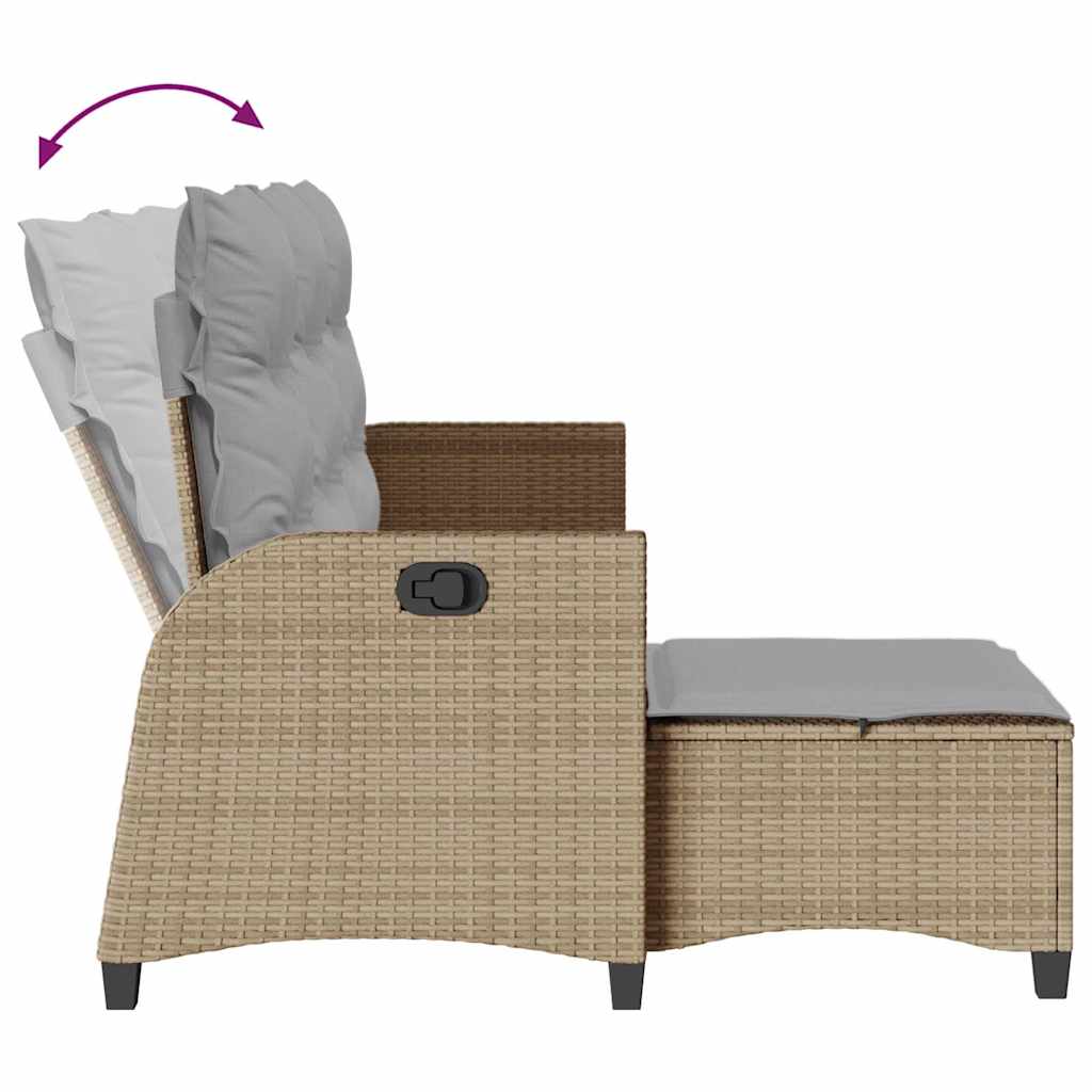 Verstelbare tuinbank met kussens L-vormig beige poly rattan is nu te koop bij PeponiXL, paradijselijk wonen!