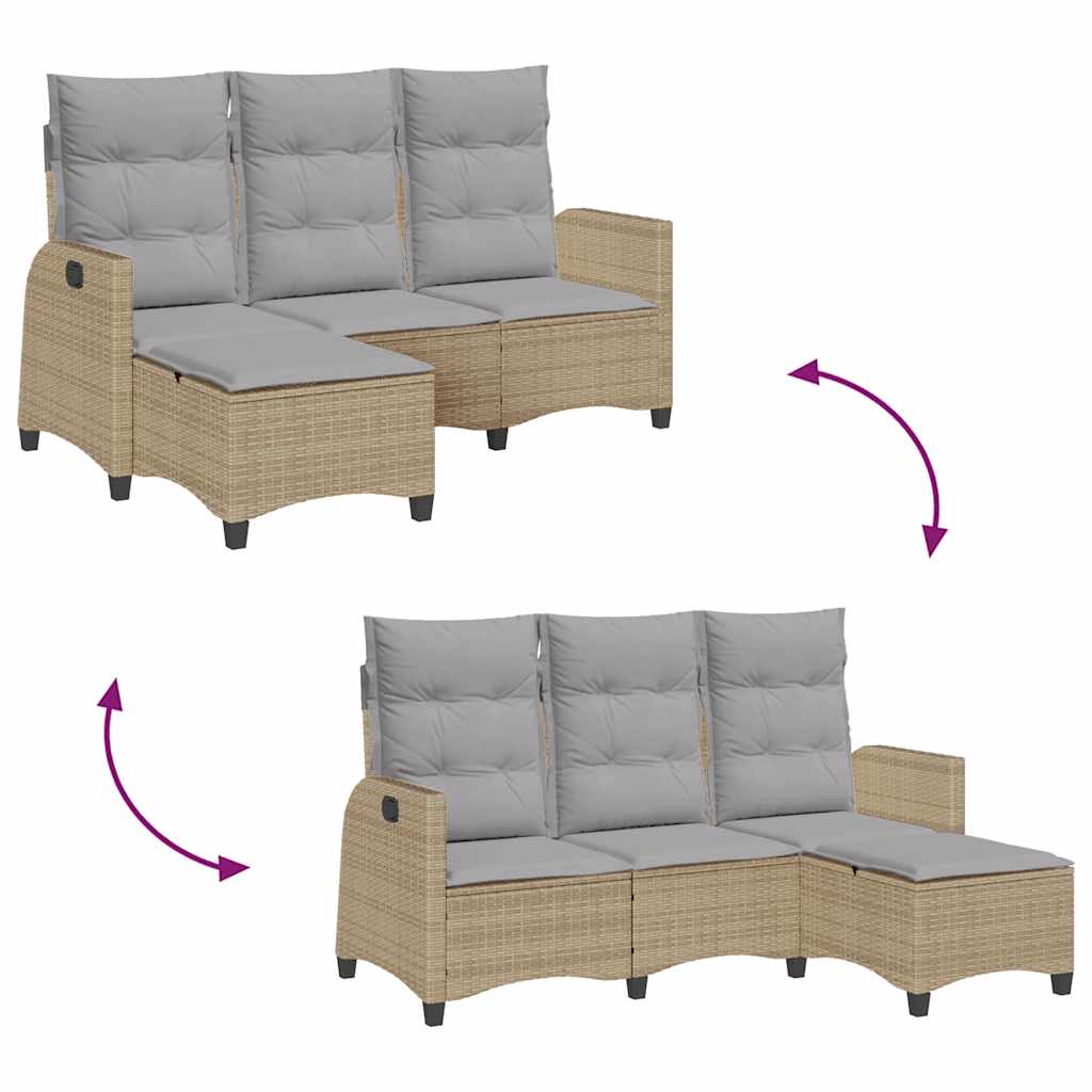 Verstelbare tuinbank met kussens L-vormig beige poly rattan is nu te koop bij PeponiXL, paradijselijk wonen!
