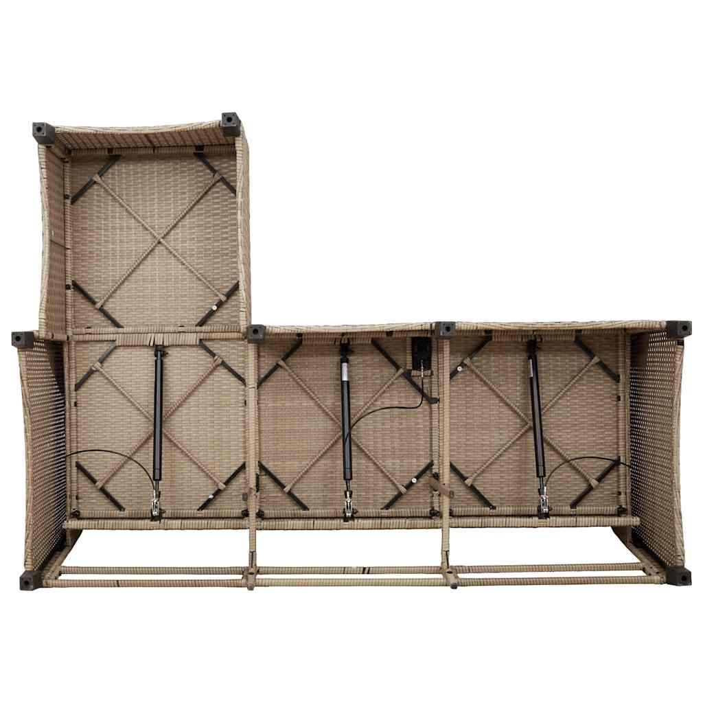 Verstelbare tuinbank met kussens L-vormig beige poly rattan is nu te koop bij PeponiXL, paradijselijk wonen!
