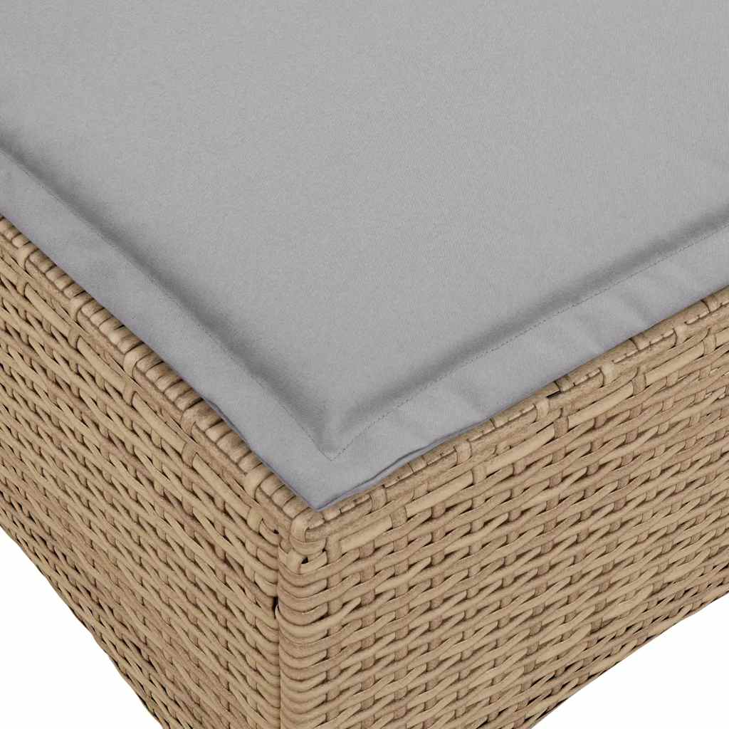 Verstelbare tuinbank met kussens L-vormig beige poly rattan is nu te koop bij PeponiXL, paradijselijk wonen!