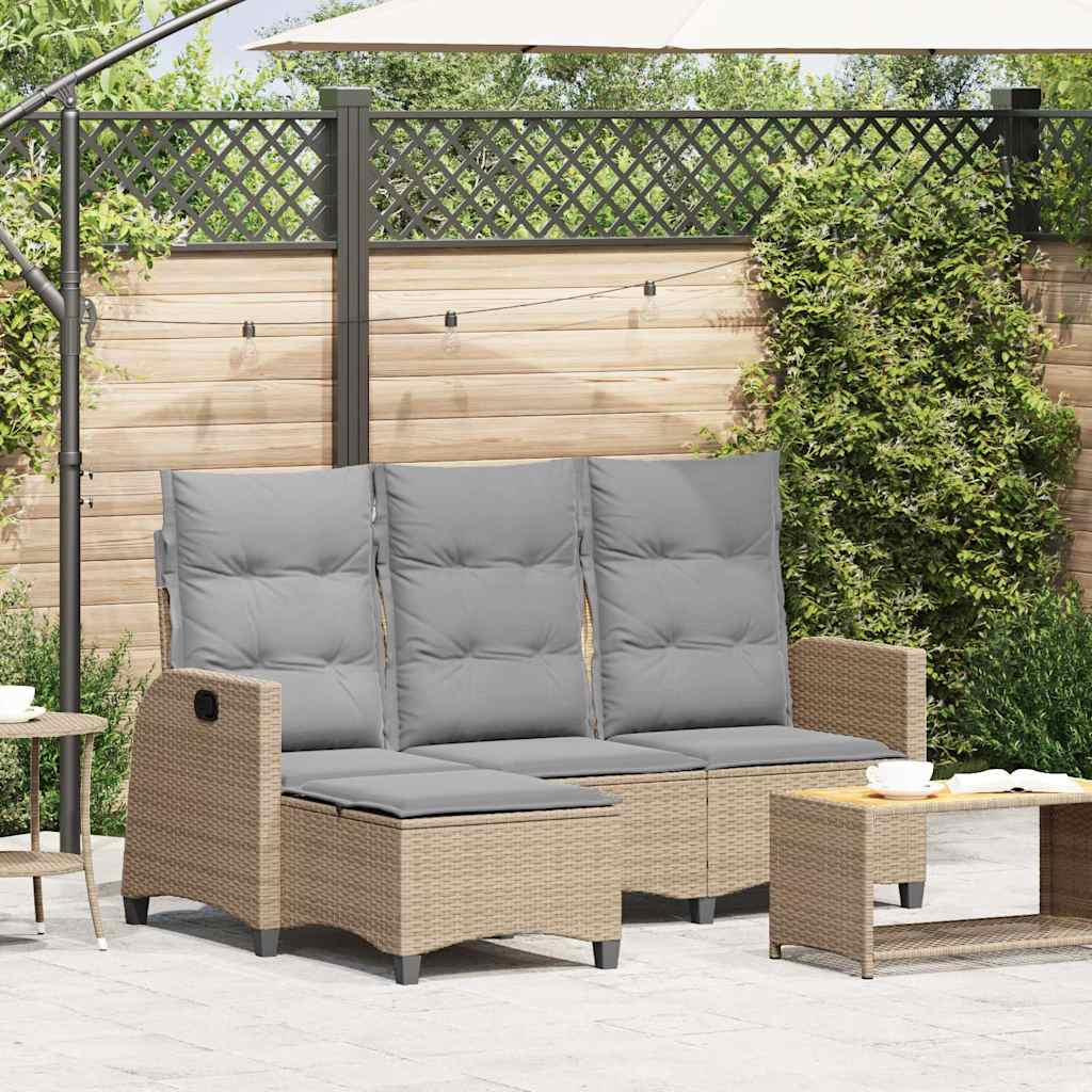 Verstelbare tuinbank met kussens L-vormig beige poly rattan is nu te koop bij PeponiXL, paradijselijk wonen!