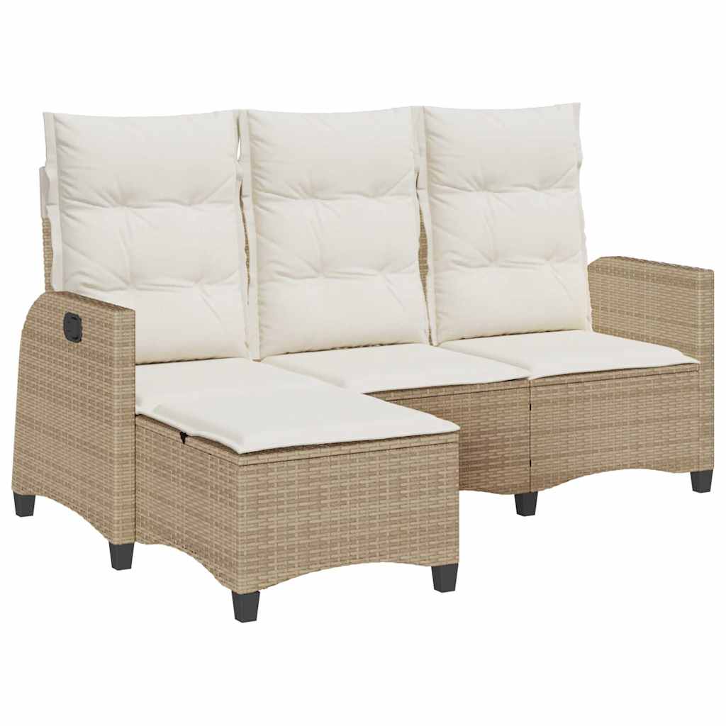 Verstelbare tuinbank met kussens L-vormig beige poly rattan is nu te koop bij PeponiXL, paradijselijk wonen!