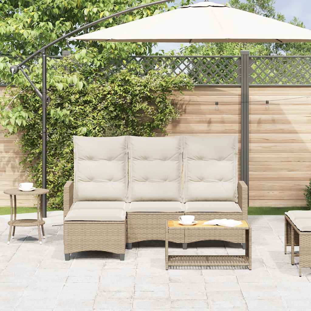 Verstelbare tuinbank met kussens L-vormig beige poly rattan is nu te koop bij PeponiXL, paradijselijk wonen!