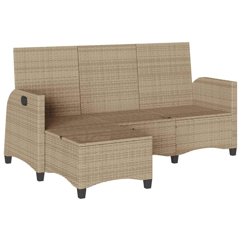 Verstelbare tuinbank met kussens L-vormig beige poly rattan is nu te koop bij PeponiXL, paradijselijk wonen!