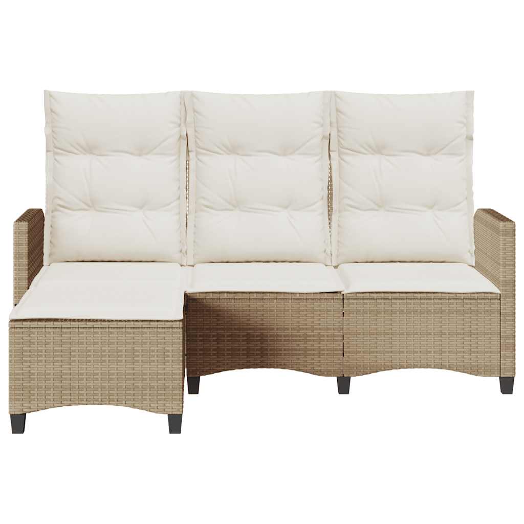 Verstelbare tuinbank met kussens L-vormig beige poly rattan is nu te koop bij PeponiXL, paradijselijk wonen!