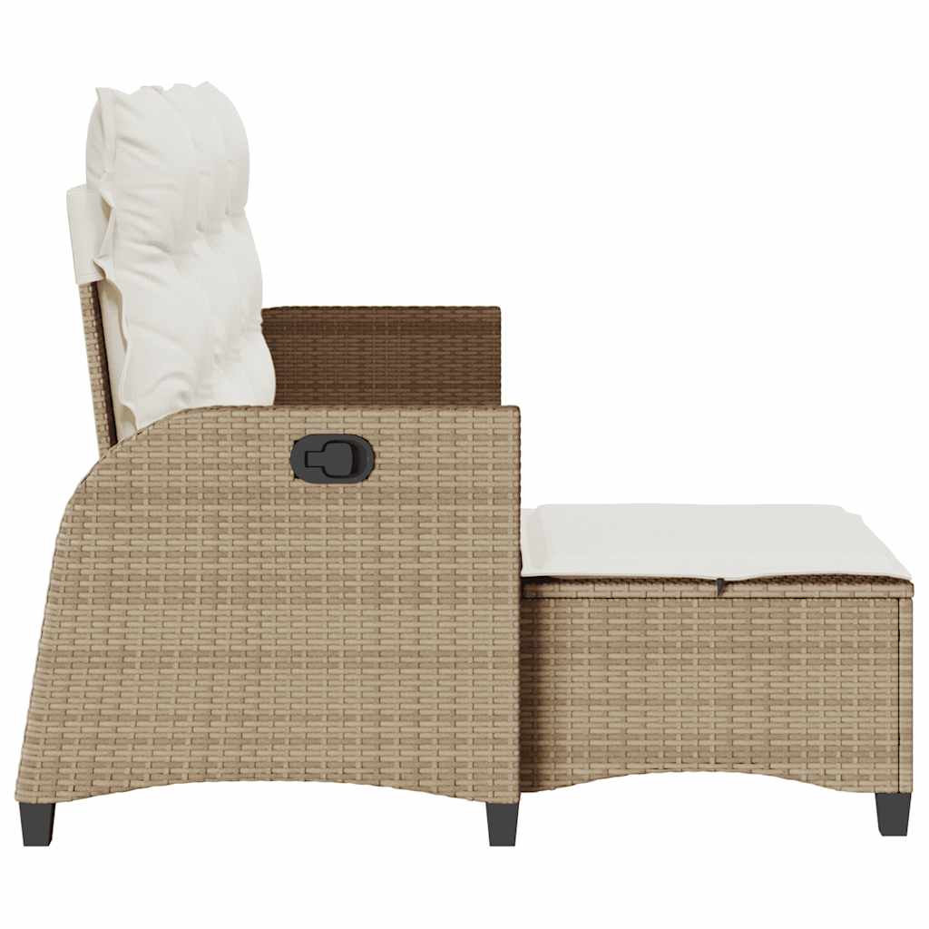 Verstelbare tuinbank met kussens L-vormig beige poly rattan is nu te koop bij PeponiXL, paradijselijk wonen!