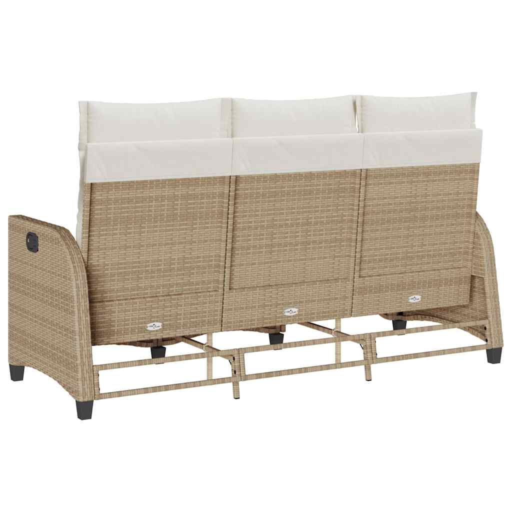 Verstelbare tuinbank met kussens L-vormig beige poly rattan is nu te koop bij PeponiXL, paradijselijk wonen!