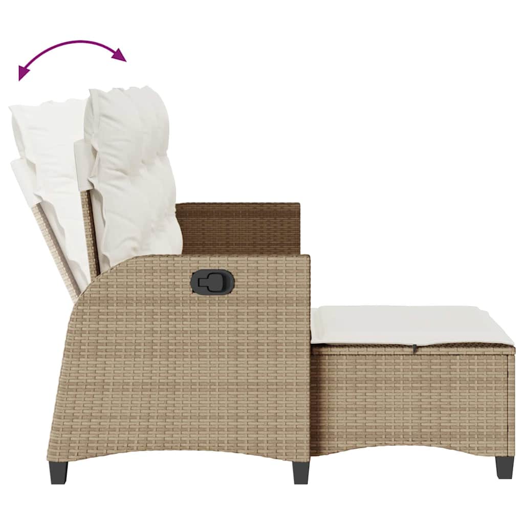 Verstelbare tuinbank met kussens L-vormig beige poly rattan is nu te koop bij PeponiXL, paradijselijk wonen!