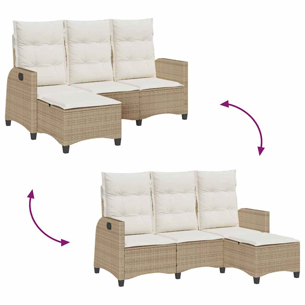 Verstelbare tuinbank met kussens L-vormig beige poly rattan is nu te koop bij PeponiXL, paradijselijk wonen!