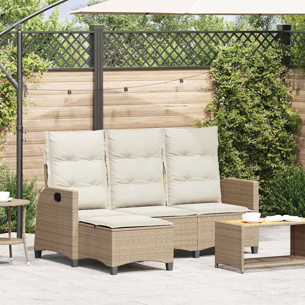 Verstelbare tuinbank met kussens L-vormig beige poly rattan is nu te koop bij PeponiXL, paradijselijk wonen!