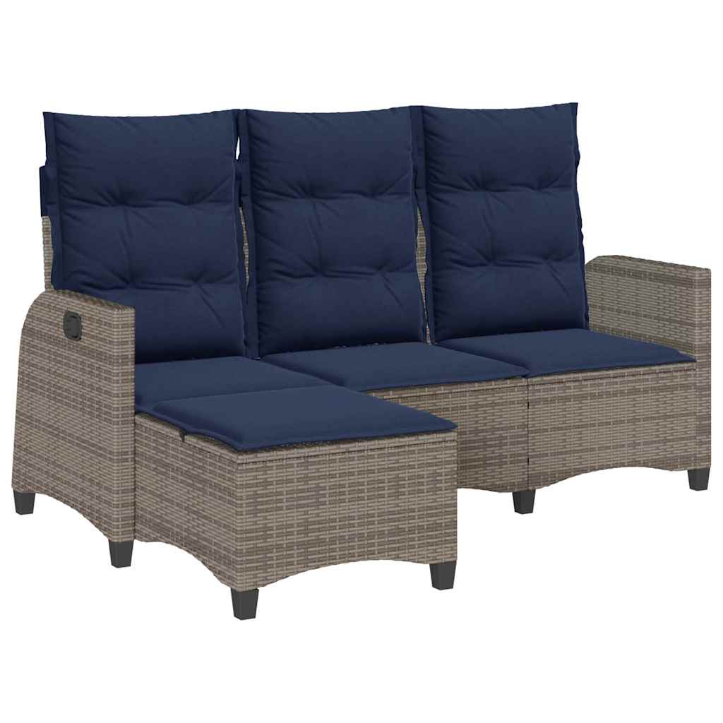 Verstelbare tuinbank met kussens L-vormig poly rattan grijs is nu te koop bij PeponiXL, paradijselijk wonen!