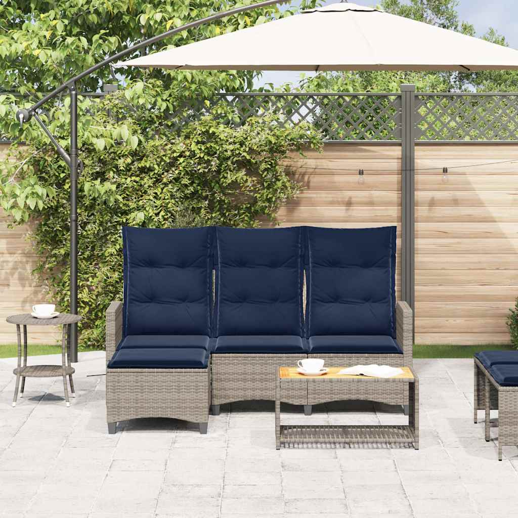 Verstelbare tuinbank met kussens L-vormig poly rattan grijs is nu te koop bij PeponiXL, paradijselijk wonen!