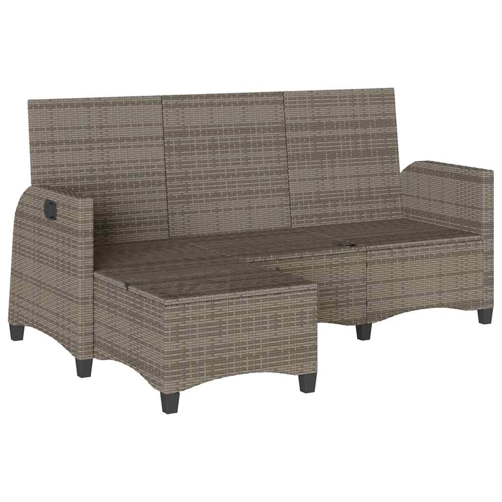 Verstelbare tuinbank met kussens L-vormig poly rattan grijs is nu te koop bij PeponiXL, paradijselijk wonen!