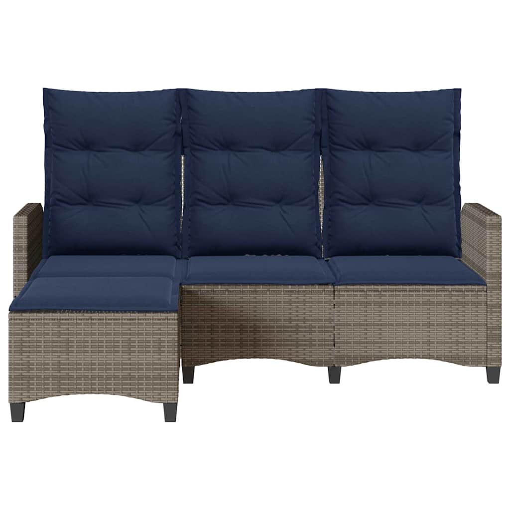 Verstelbare tuinbank met kussens L-vormig poly rattan grijs is nu te koop bij PeponiXL, paradijselijk wonen!