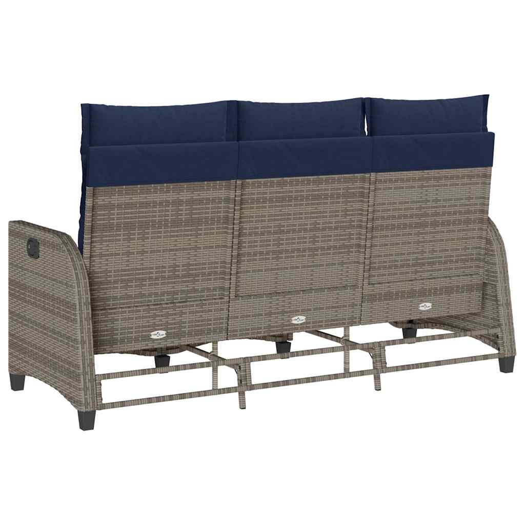 Verstelbare tuinbank met kussens L-vormig poly rattan grijs is nu te koop bij PeponiXL, paradijselijk wonen!