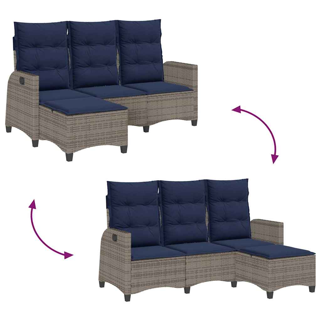 Verstelbare tuinbank met kussens L-vormig poly rattan grijs is nu te koop bij PeponiXL, paradijselijk wonen!