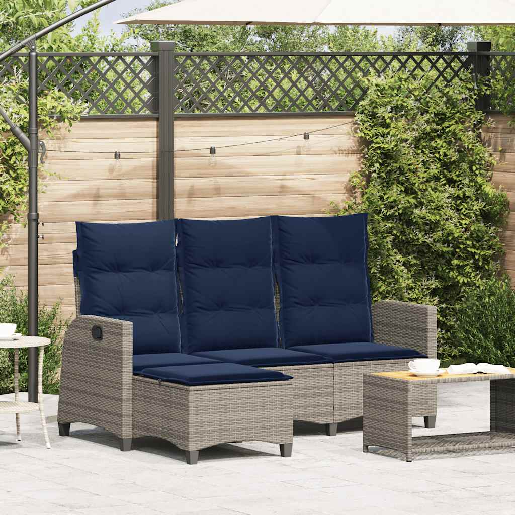 Verstelbare tuinbank met kussens L-vormig poly rattan grijs is nu te koop bij PeponiXL, paradijselijk wonen!