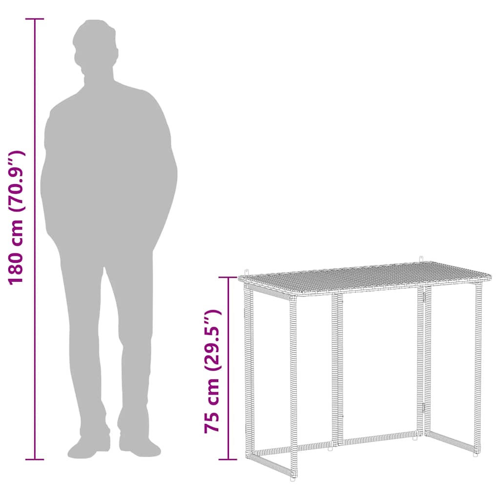Tuintafel inklapbaar 90x51x75 cm poly rattan bruin is nu te koop bij PeponiXL, paradijselijk wonen!