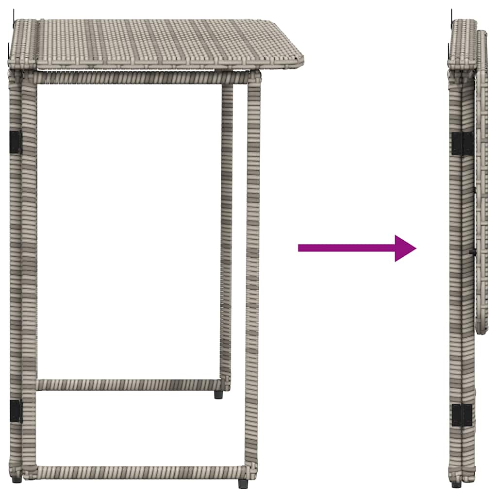 Tuintafel inklapbaar 90x51x75 cm poly rattan grijs is nu te koop bij PeponiXL, paradijselijk wonen!