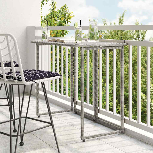 Tuintafel inklapbaar 90x51x75 cm poly rattan grijs is nu te koop bij PeponiXL, paradijselijk wonen!