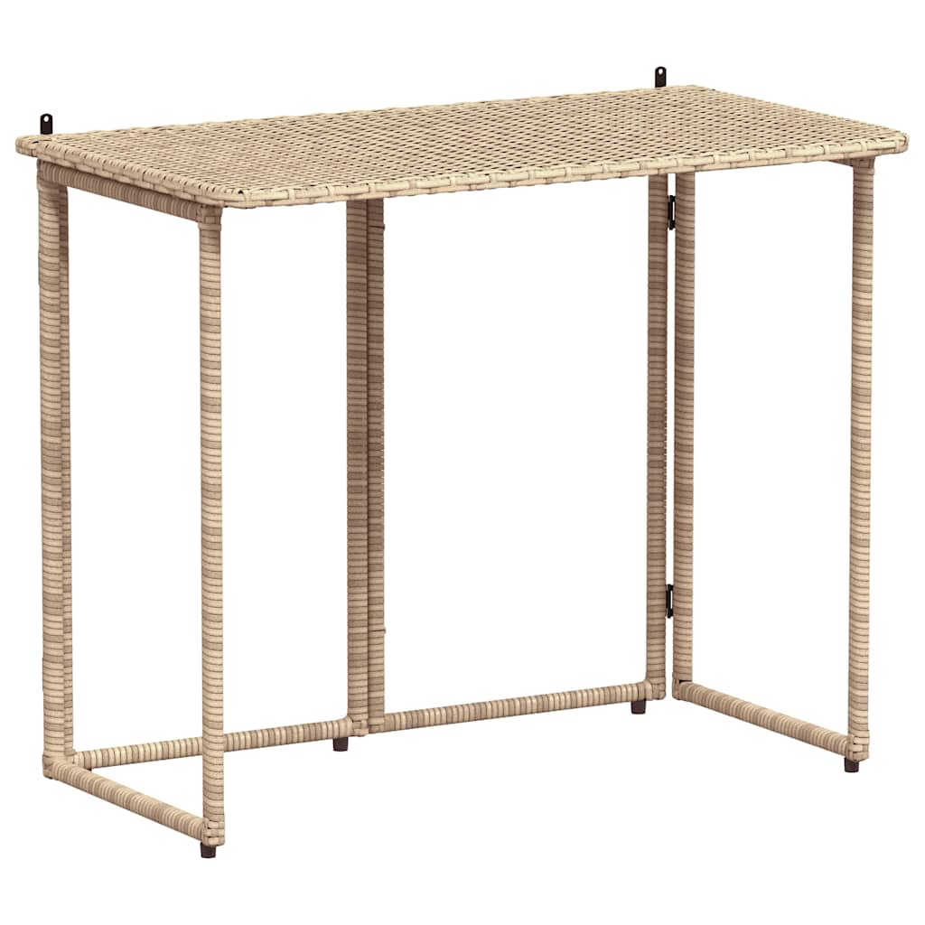 Tuintafel inklapbaar 90x51x75 cm poly rattan beige is nu te koop bij PeponiXL, paradijselijk wonen!