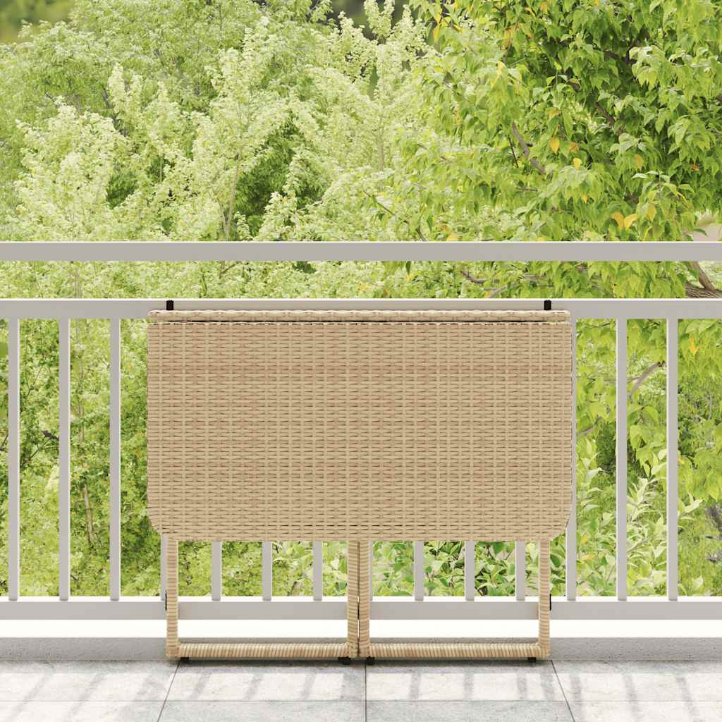 Tuintafel inklapbaar 90x51x75 cm poly rattan beige is nu te koop bij PeponiXL, paradijselijk wonen!