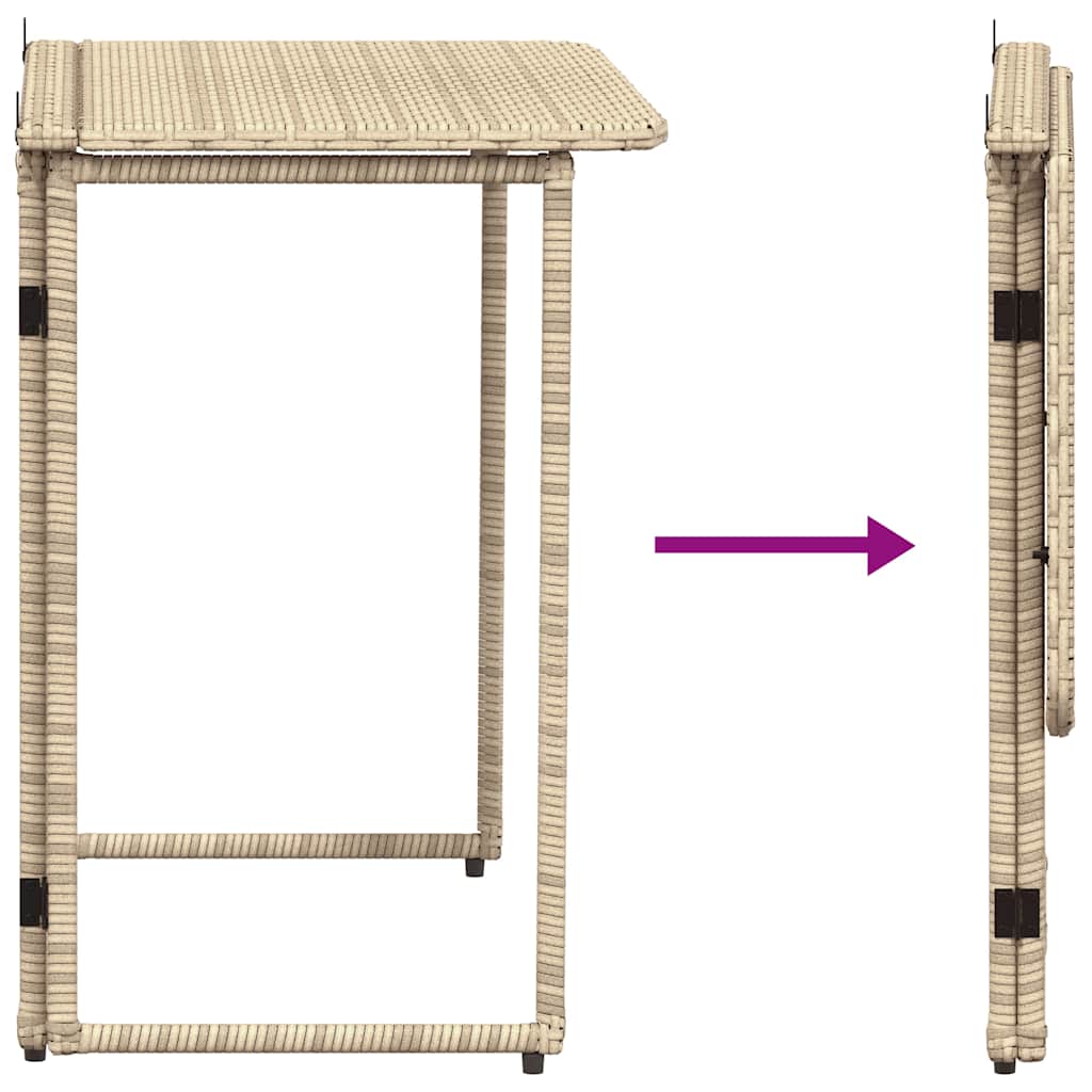 Tuintafel inklapbaar 90x51x75 cm poly rattan beige is nu te koop bij PeponiXL, paradijselijk wonen!
