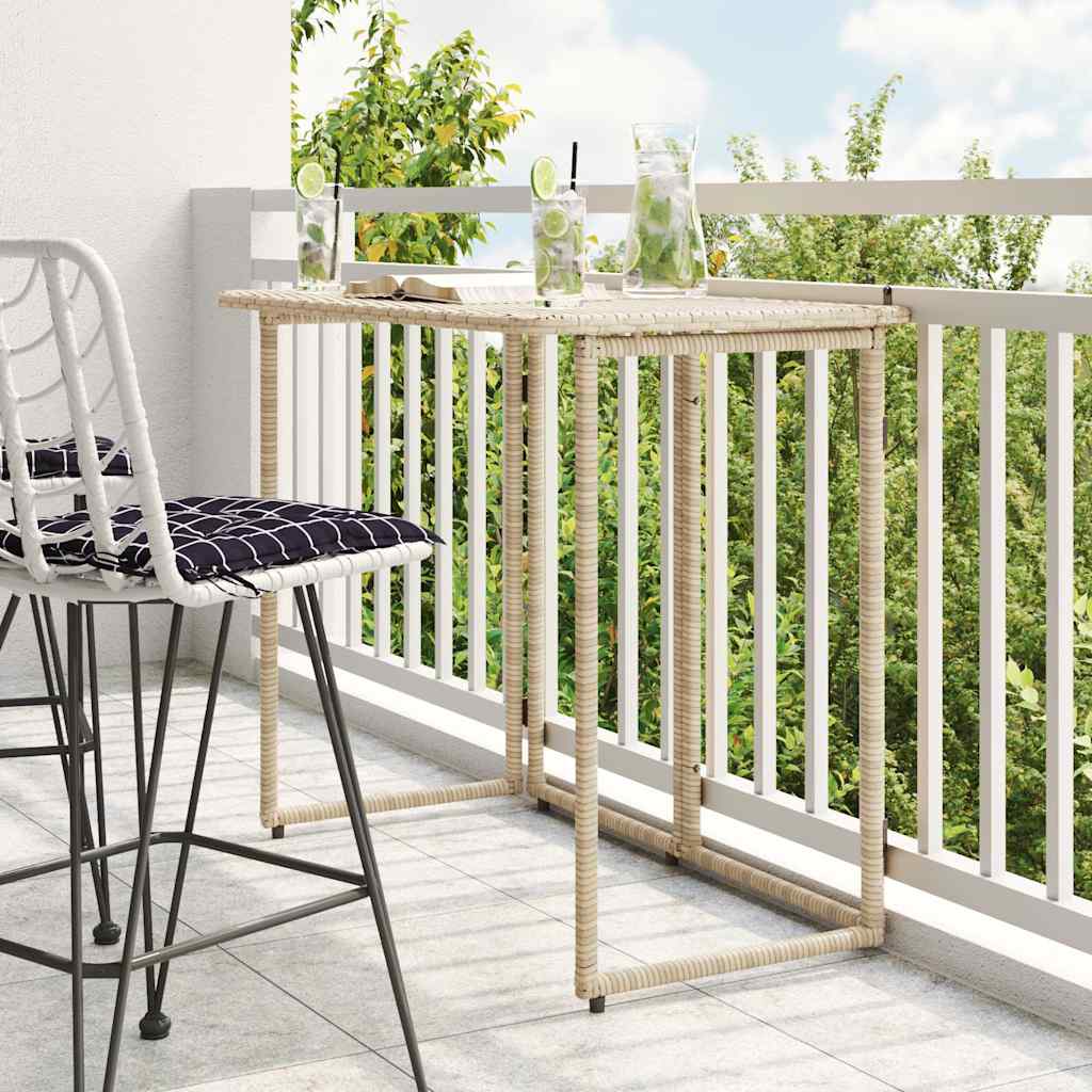 Tuintafel inklapbaar 90x51x75 cm poly rattan beige is nu te koop bij PeponiXL, paradijselijk wonen!