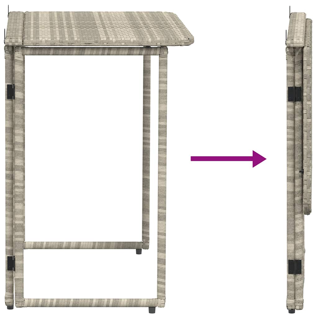 Tuintafel inklapbaar 90x51x75 cm poly rattan lichtgrijs is nu te koop bij PeponiXL, paradijselijk wonen!