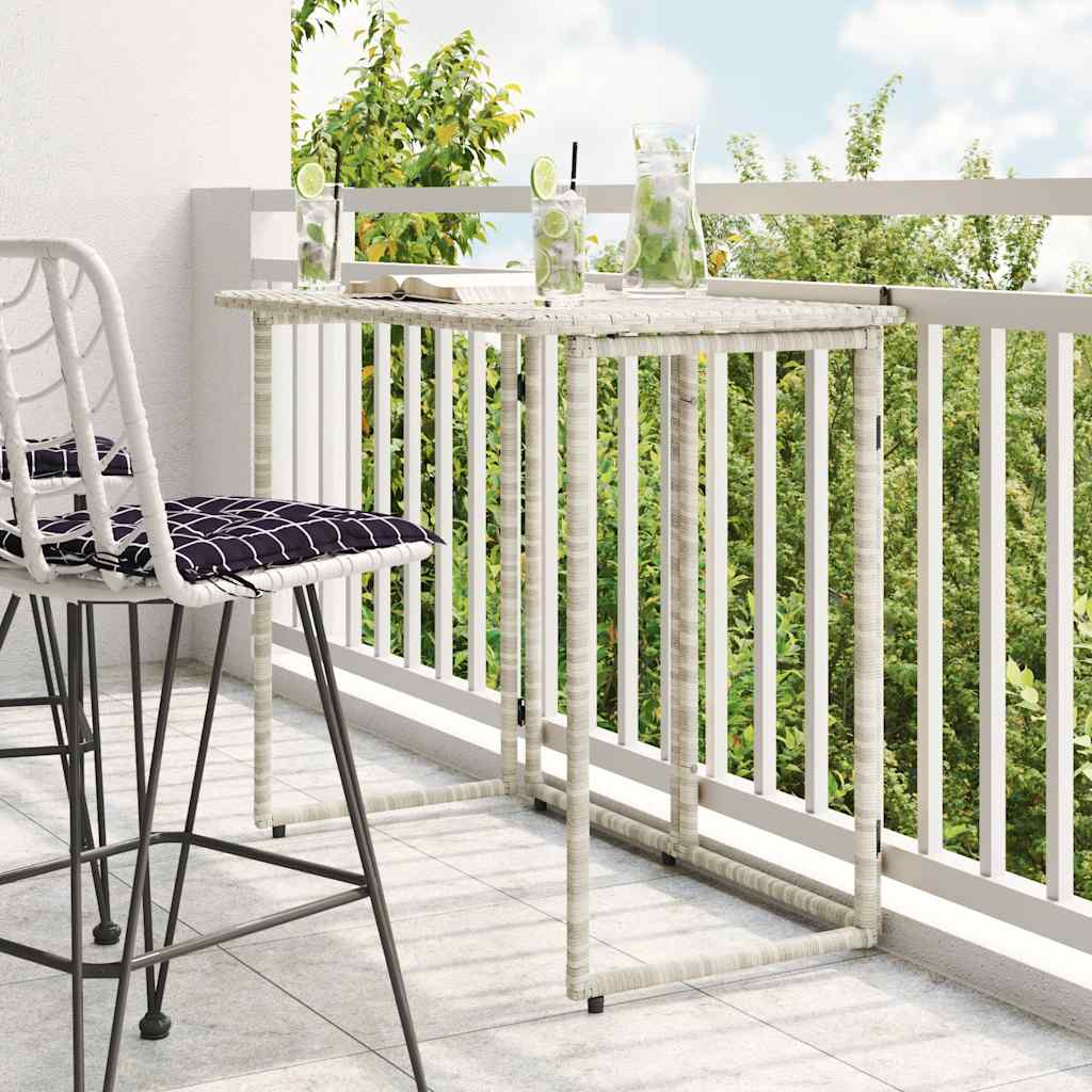 Tuintafel inklapbaar 90x51x75 cm poly rattan lichtgrijs is nu te koop bij PeponiXL, paradijselijk wonen!