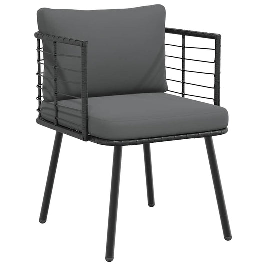 Tuinstoel met kussens poly rattan zwart is nu te koop bij PeponiXL, paradijselijk wonen!