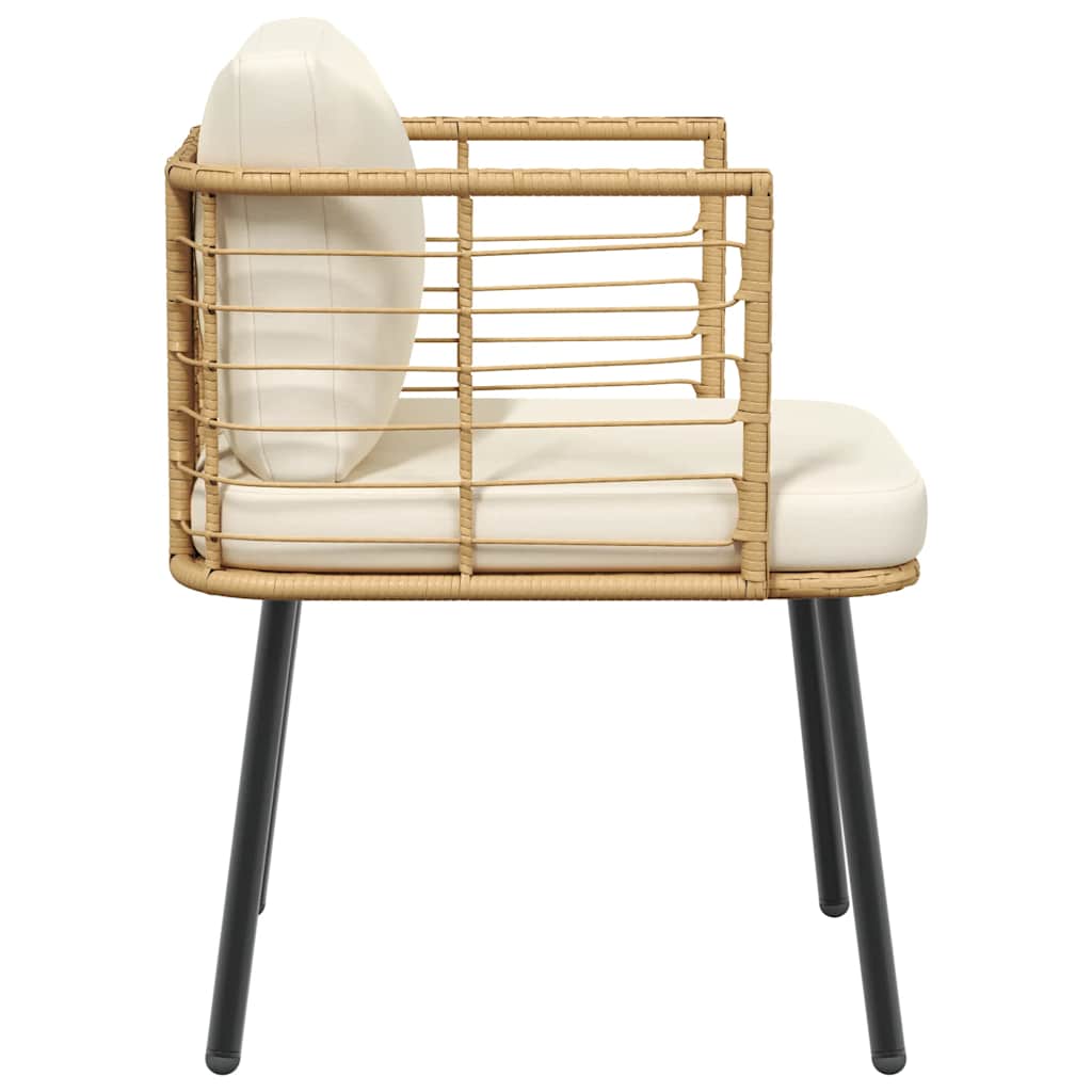 Tuinstoel met kussens poly rattan naturel is nu te koop bij PeponiXL, paradijselijk wonen!