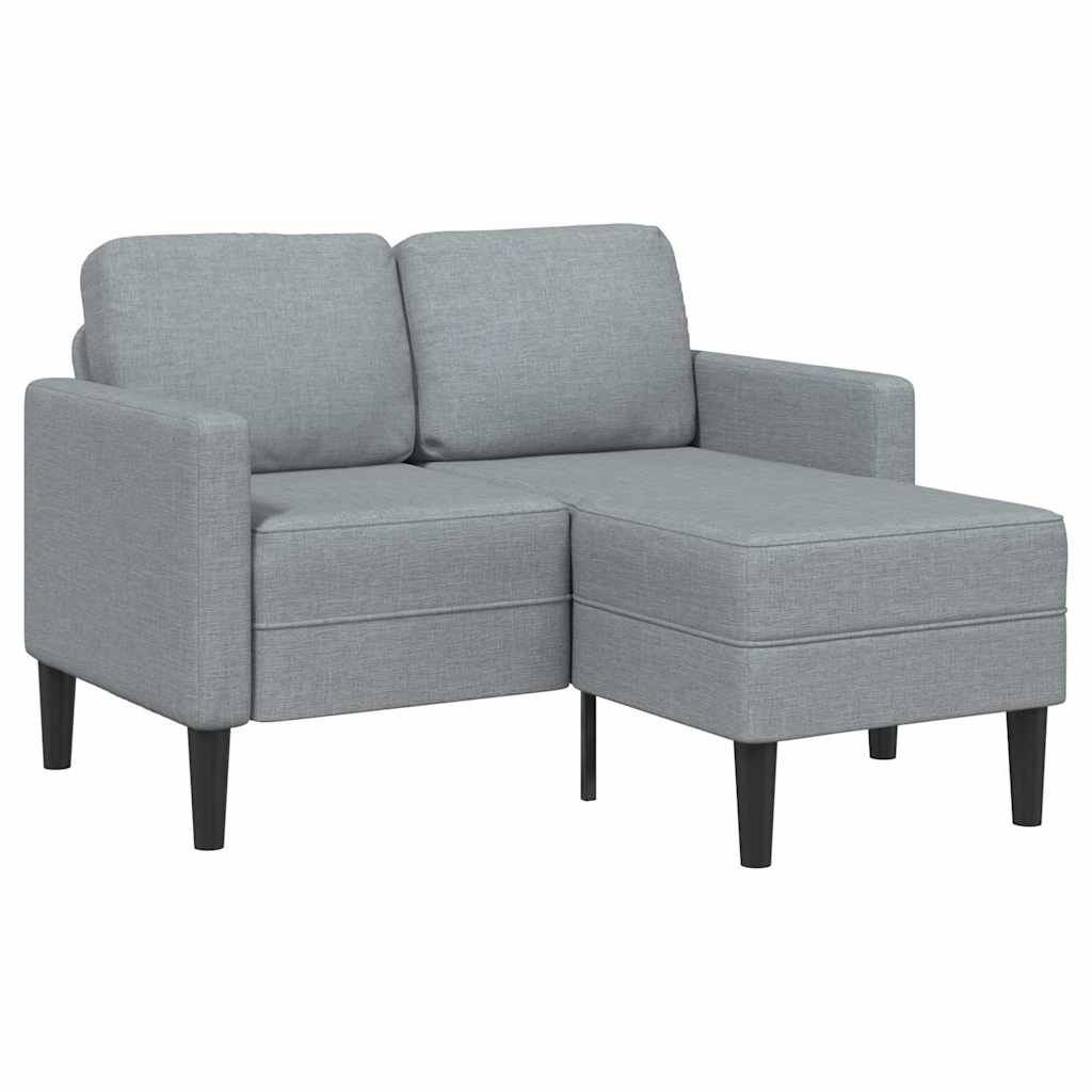 2-zitsbank met ligstoel L-vormig lichtgrijs 125 cm stof is nu te koop bij PeponiXL, paradijselijk wonen!